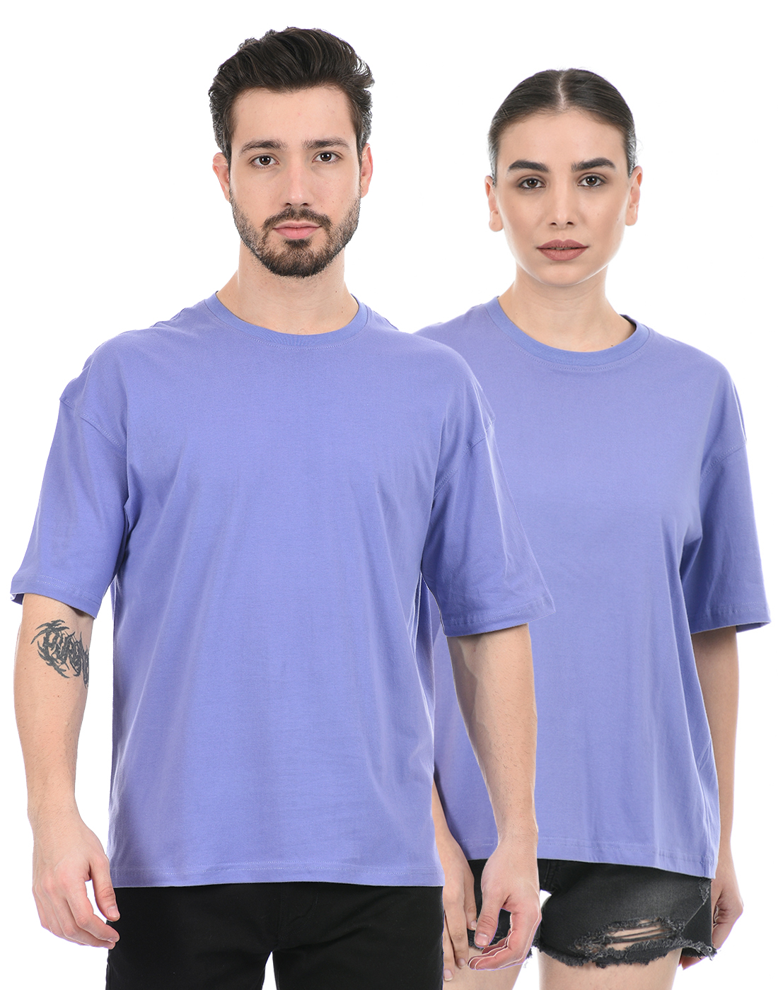 Oneway Men Solid Purple T-Shirt