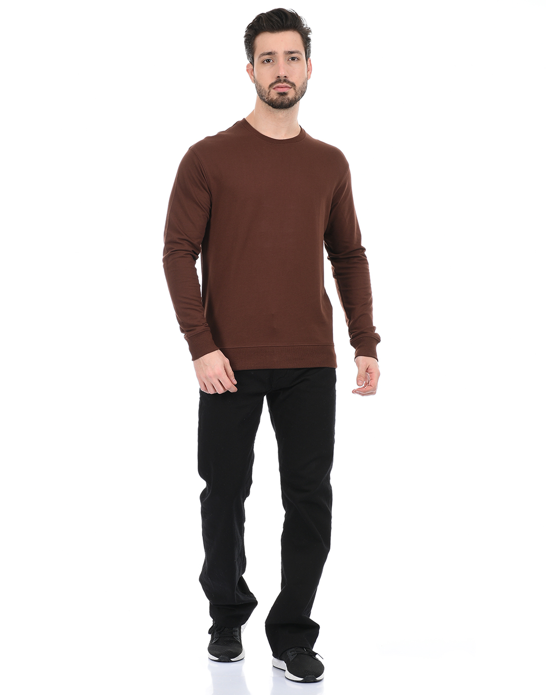 Oneway Men Solid Brown Sweatshirt