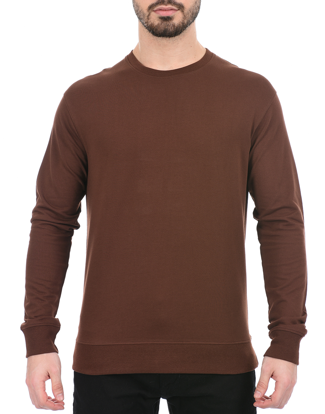 Oneway Men Solid Brown Sweatshirt