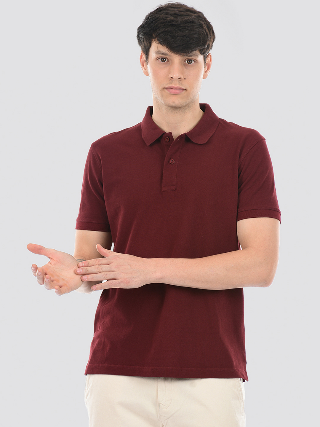 Oneway Men Solid Wine T-Shirt