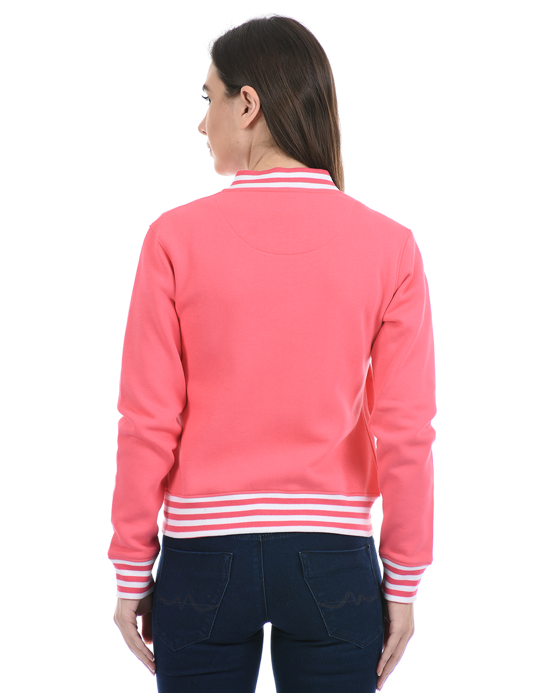 Oneway Women Striped Pink Jacket