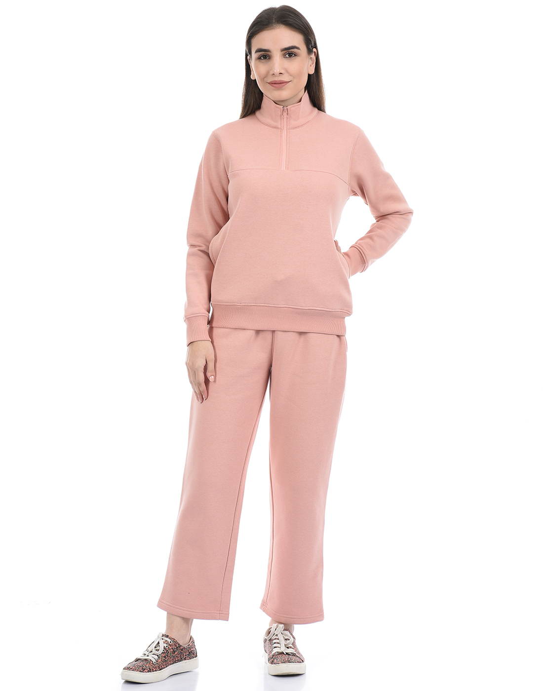ONEWAY Women Solid Pink Track Suit