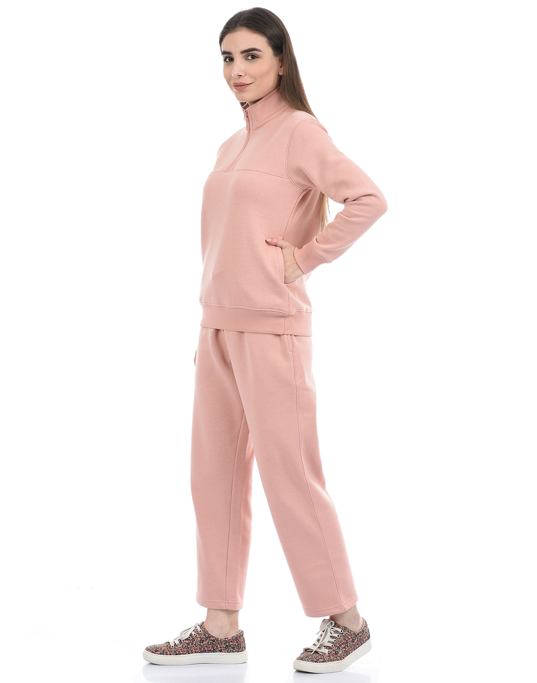 ONEWAY Women Solid Pink Track Suit