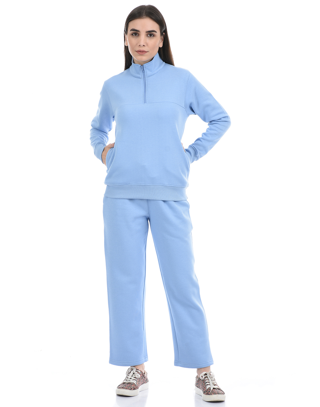 ONEWAY Women Solid Blue Track Suit