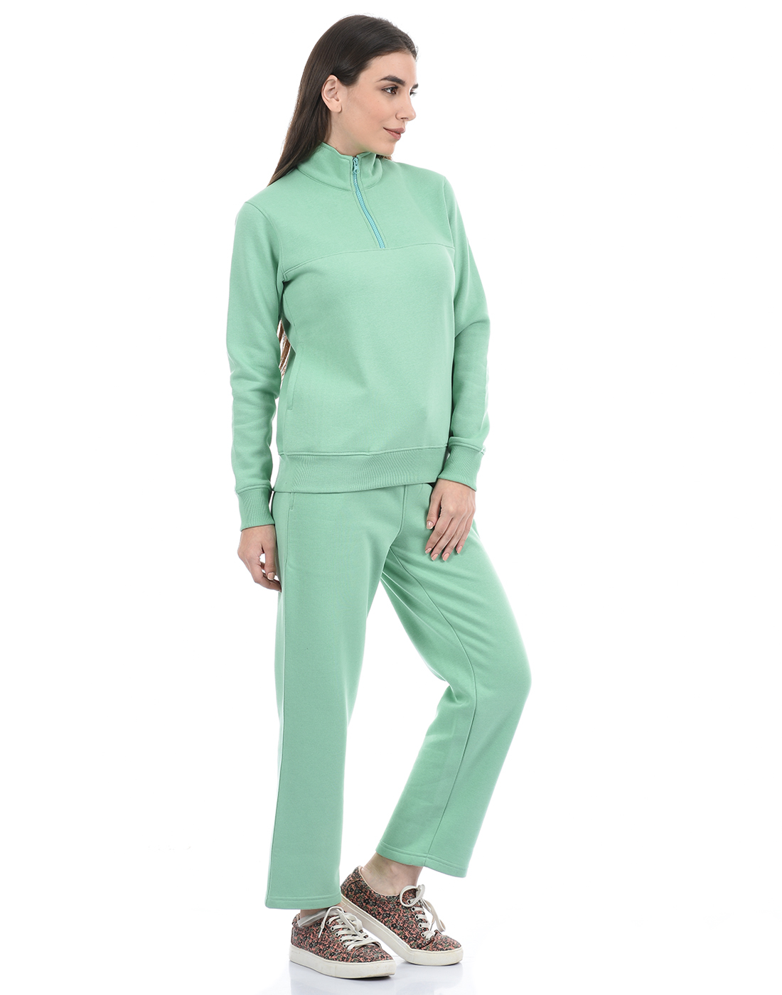 ONEWAY Women Solid Green Track Suit
