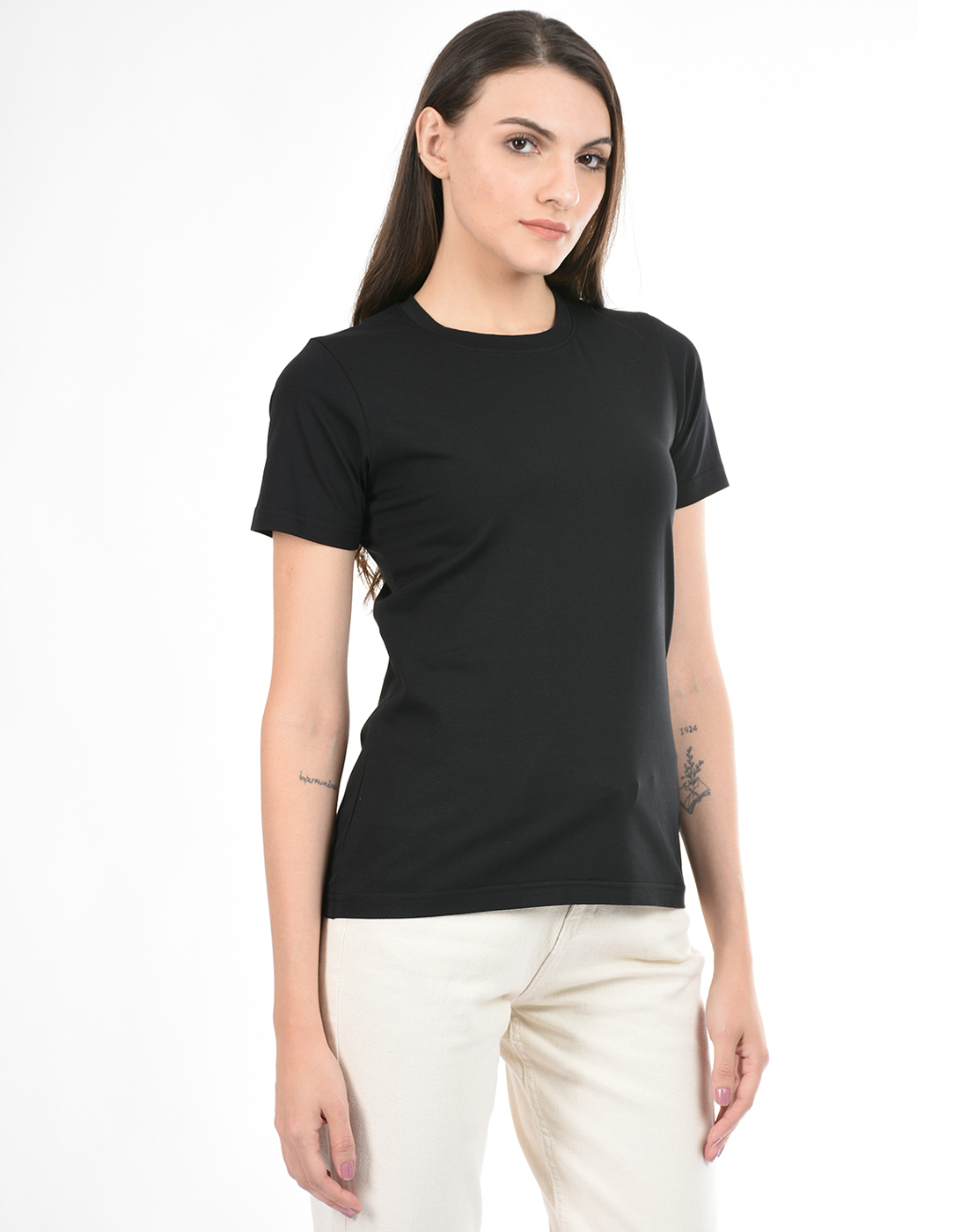 ONEWAY Round Neck Half Sleeves Solid T-Shirt for Women|Cotton Blend|Regular Fit|Stretchable|Women Casual Westernwear