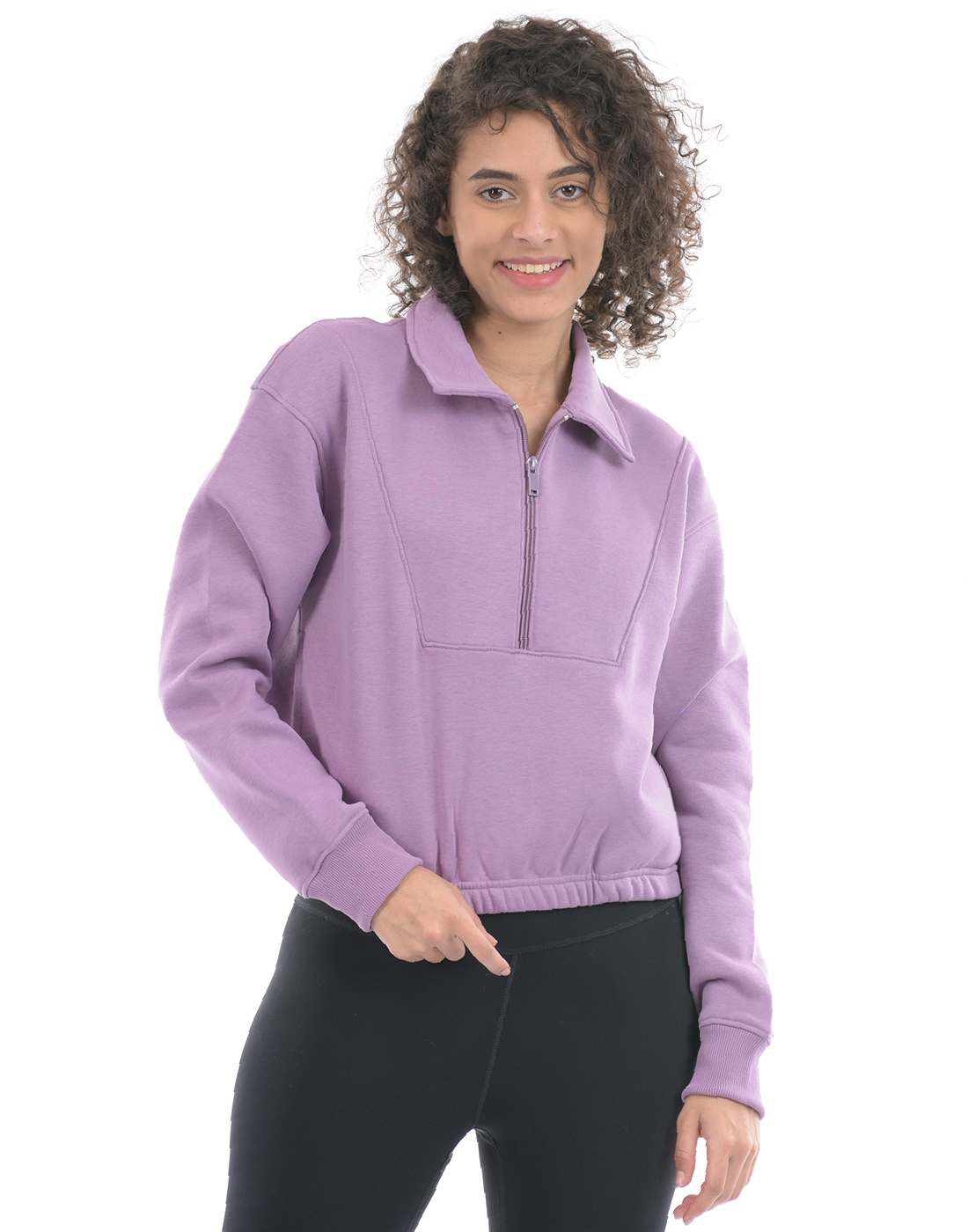 Oneway Women Solid Purple Sweat Shirt