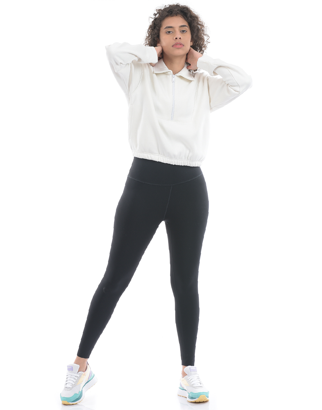 Oneway Women Solid Off White Sweat Shirt