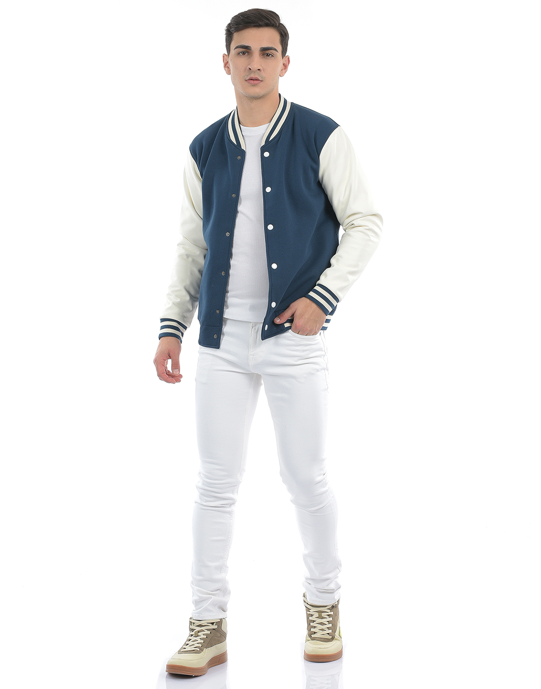 Oneway Men Color Block Blue Jacket