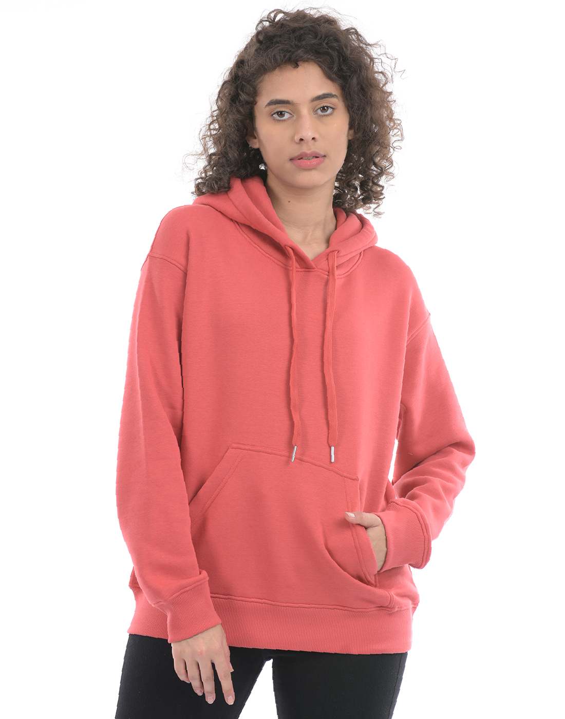 Oneway Women Solid Pink Sweat Shirt