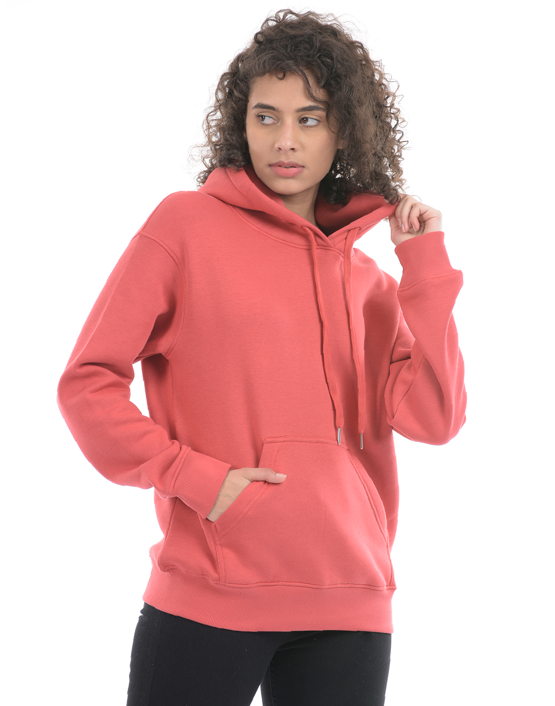 Oneway Women Solid Pink Sweat Shirt