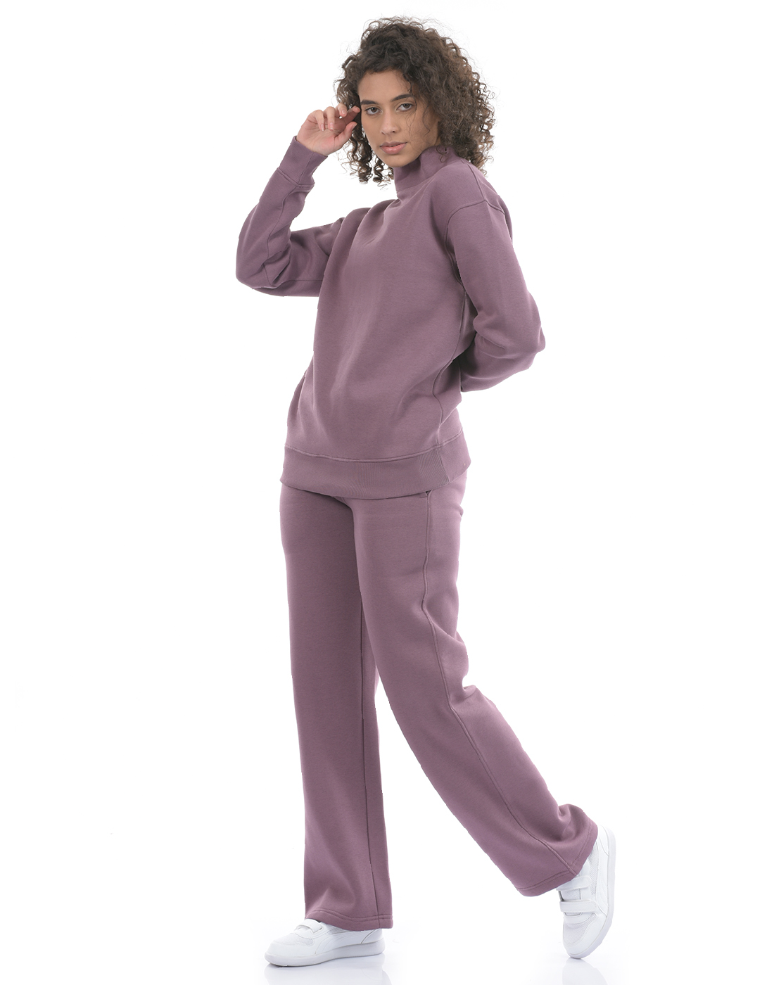Oneway Women Solid Purple Track Suit