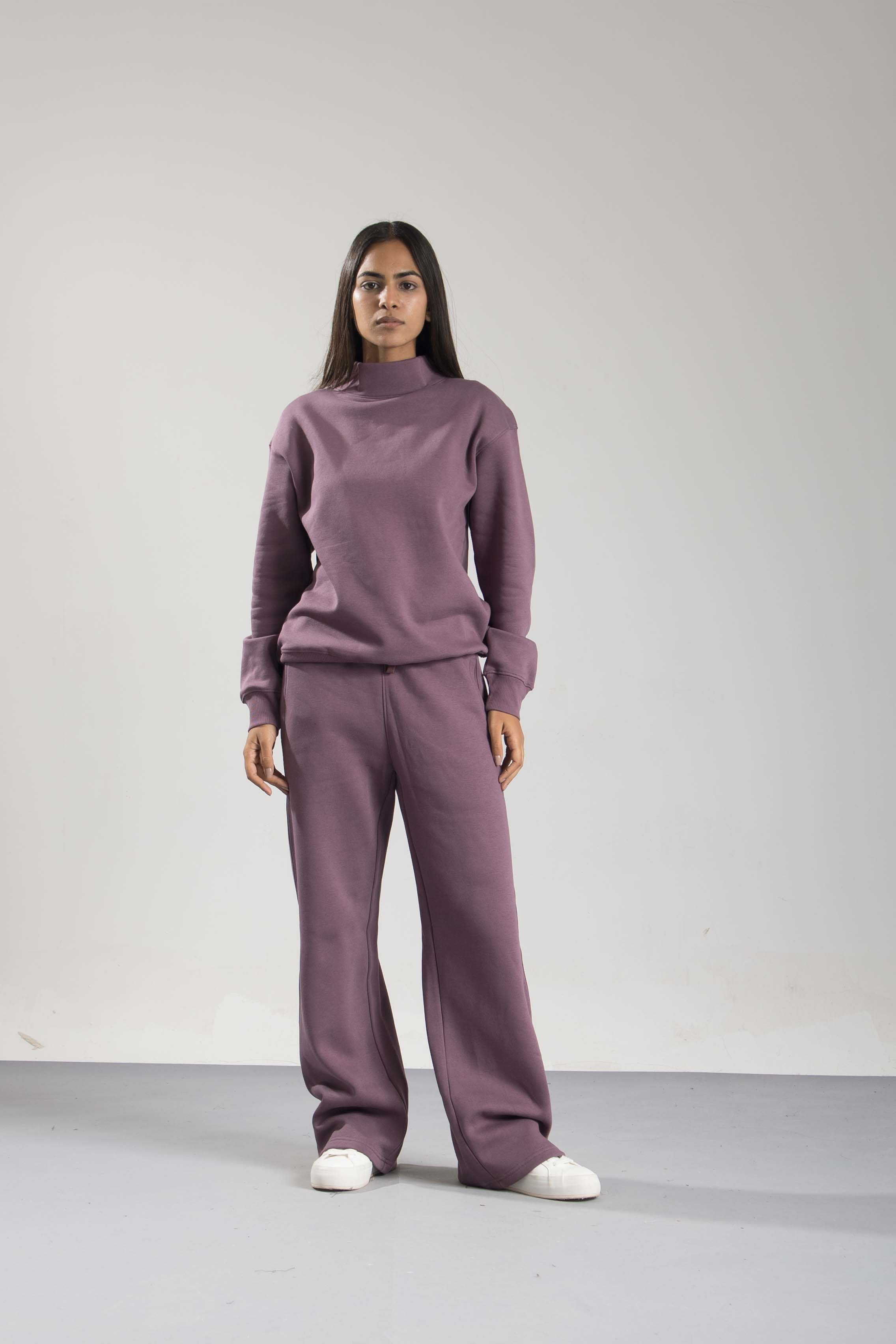 Oneway Women's Solid Purple Track Suit