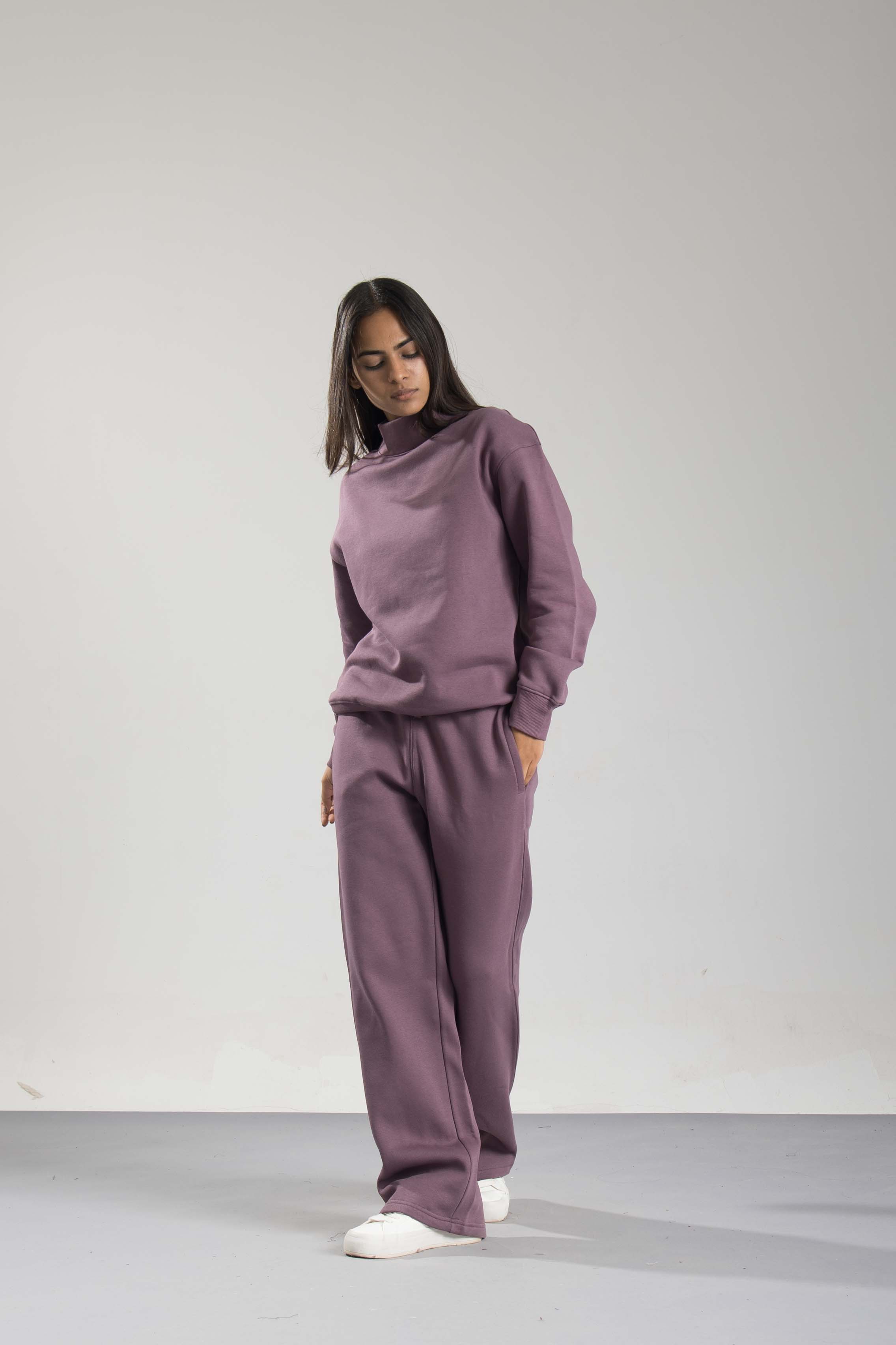 Oneway Women's Solid Purple Track Suit