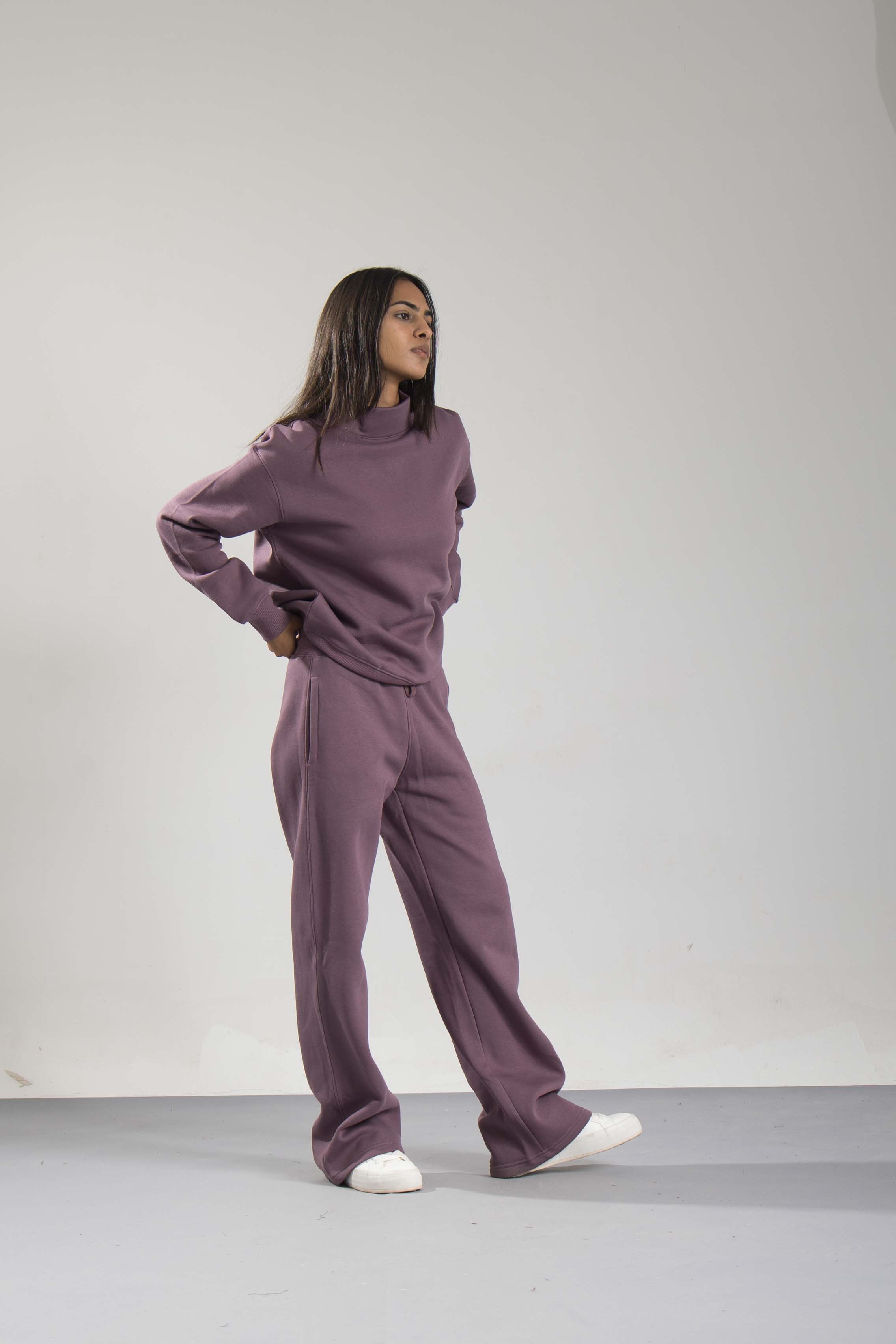 Oneway Women's Solid Purple Track Suit