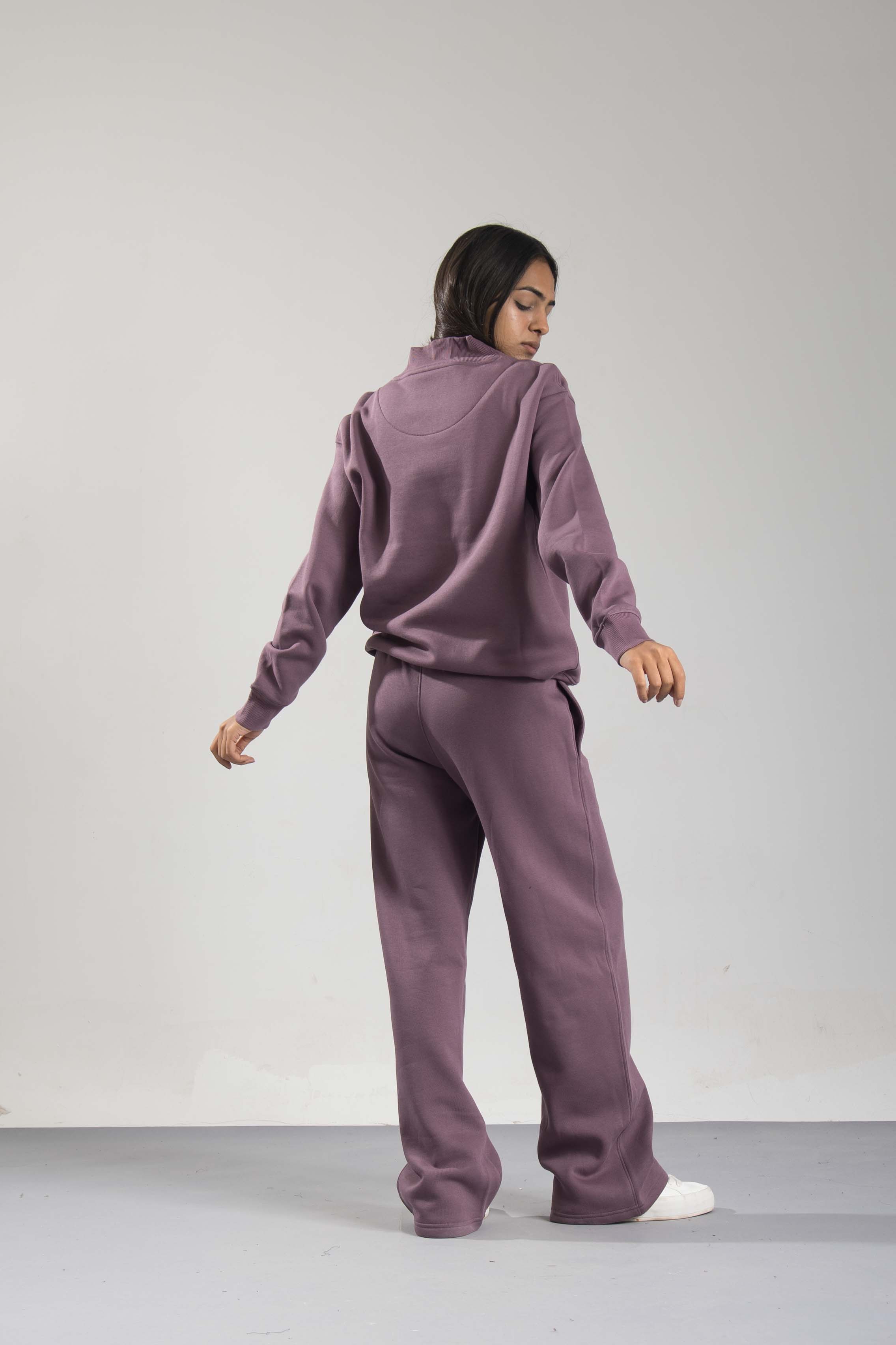 Oneway Women's Solid Purple Track Suit