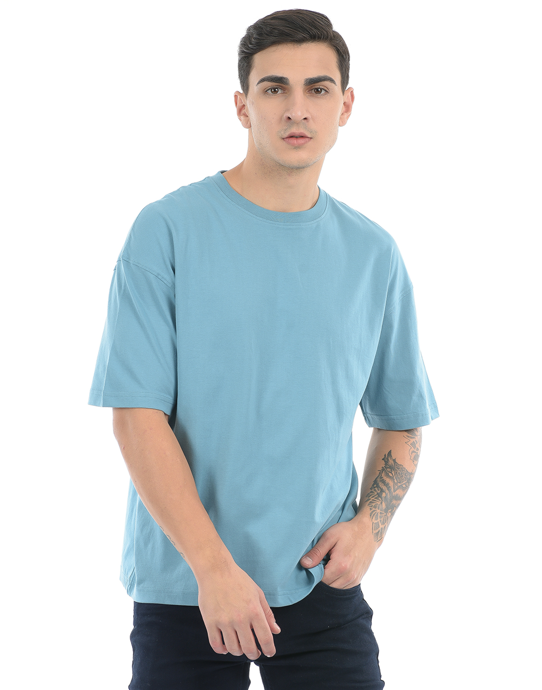 Oneway Unisex Solid Sky Blue T-Shirt