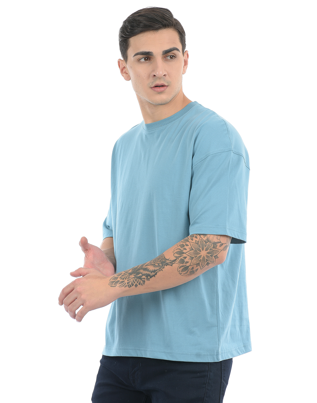 Oneway Unisex Solid Sky Blue T-Shirt