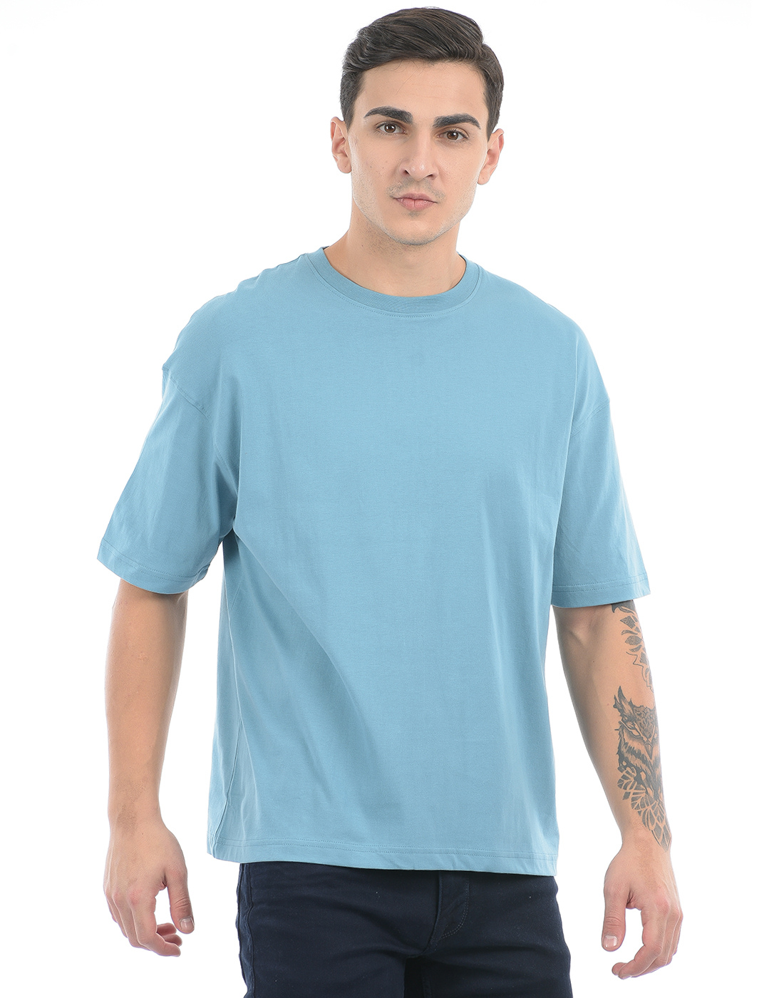 Oneway Unisex Solid Sky Blue T-Shirt