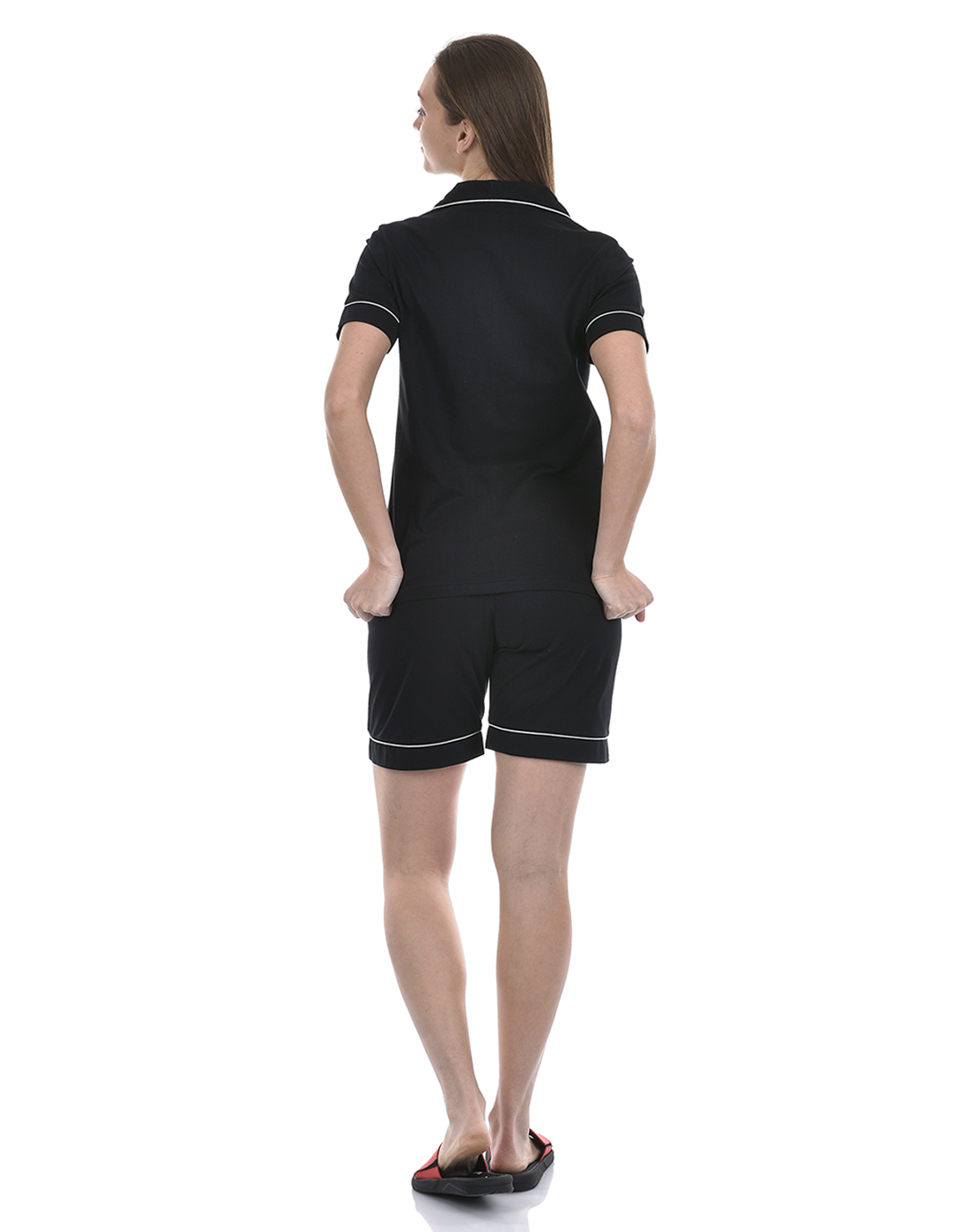 Oneway Women Solid Black Night Suit
