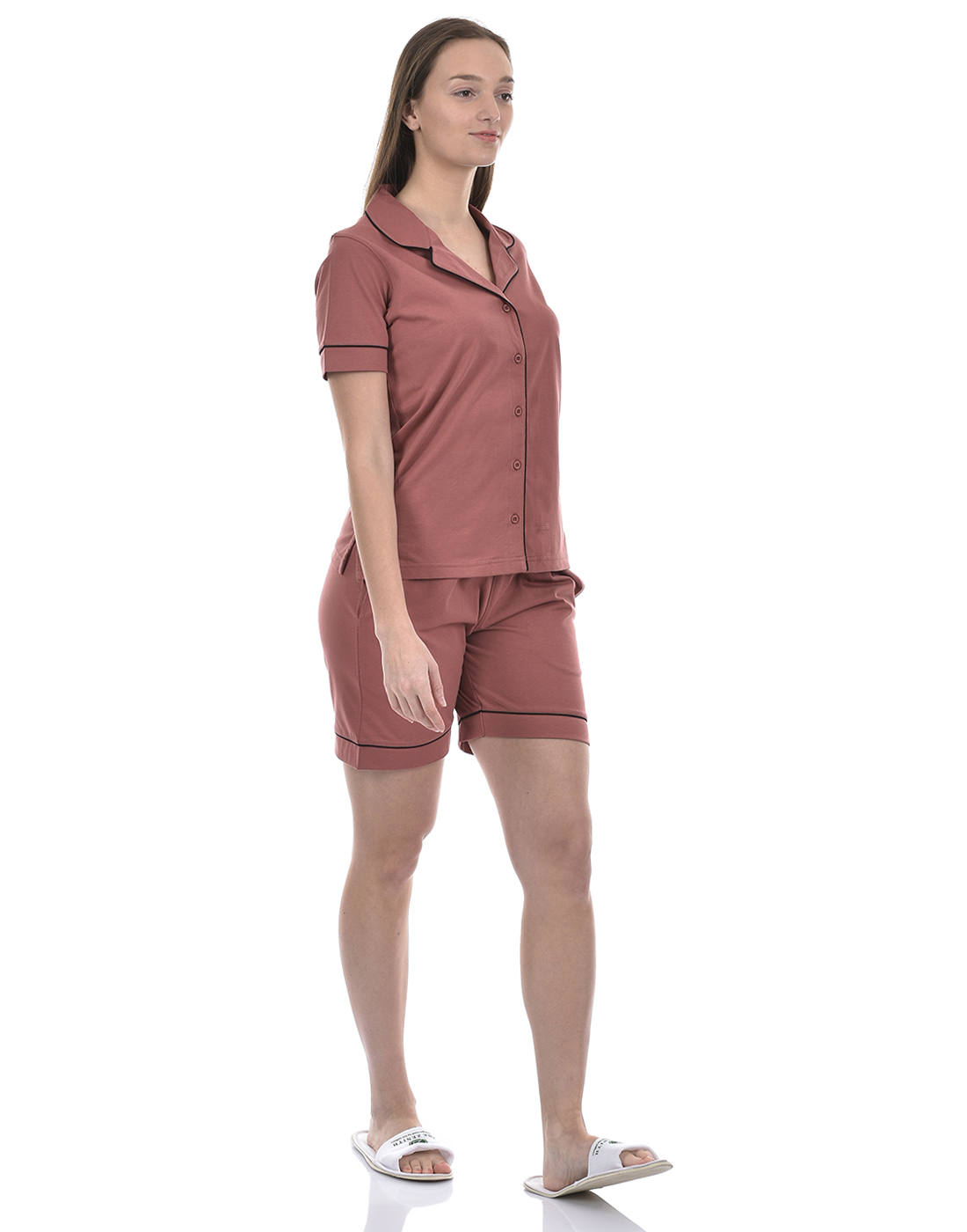 Oneway Women Solid Pink Night Suit
