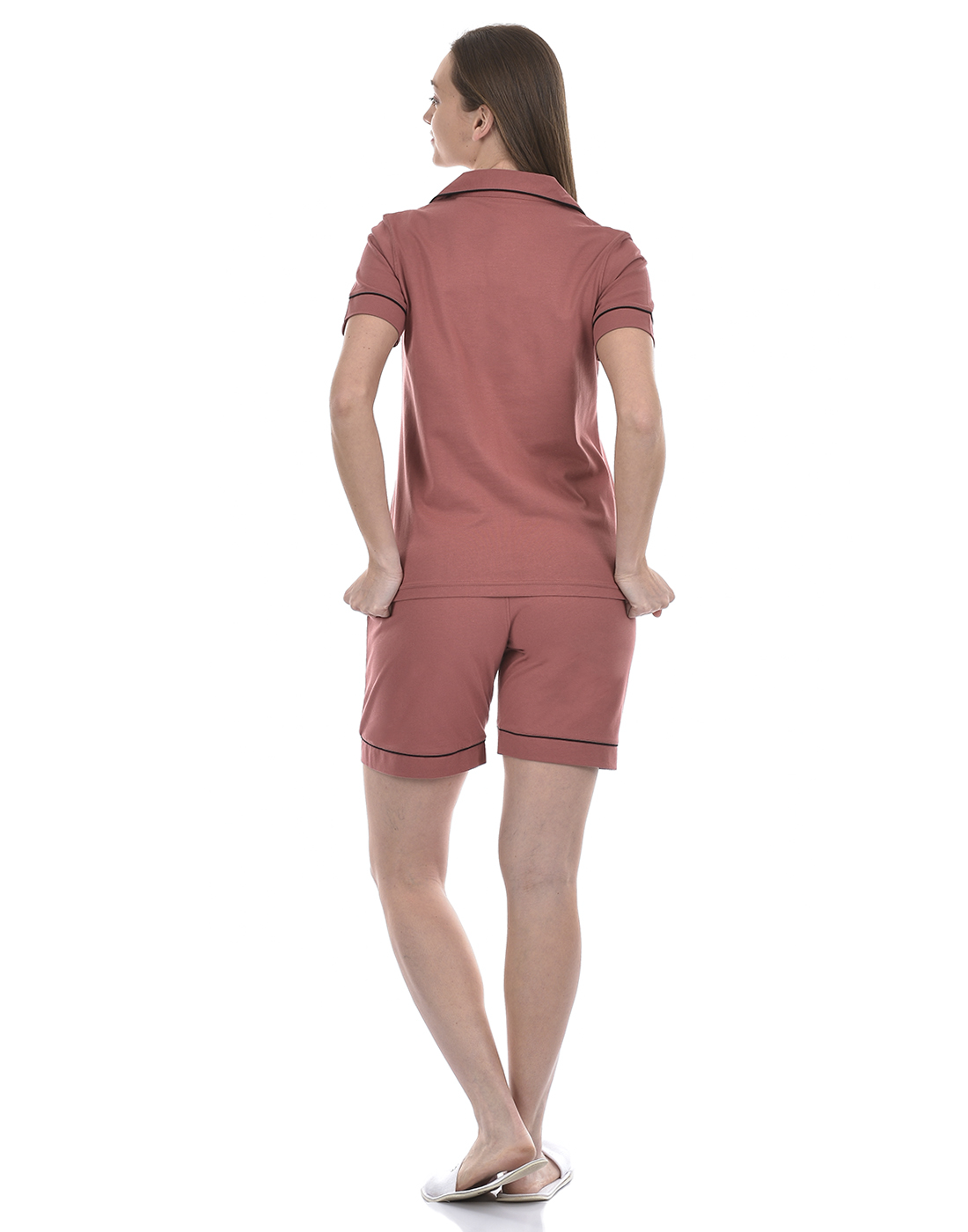 Oneway Women Solid Pink Night Suit