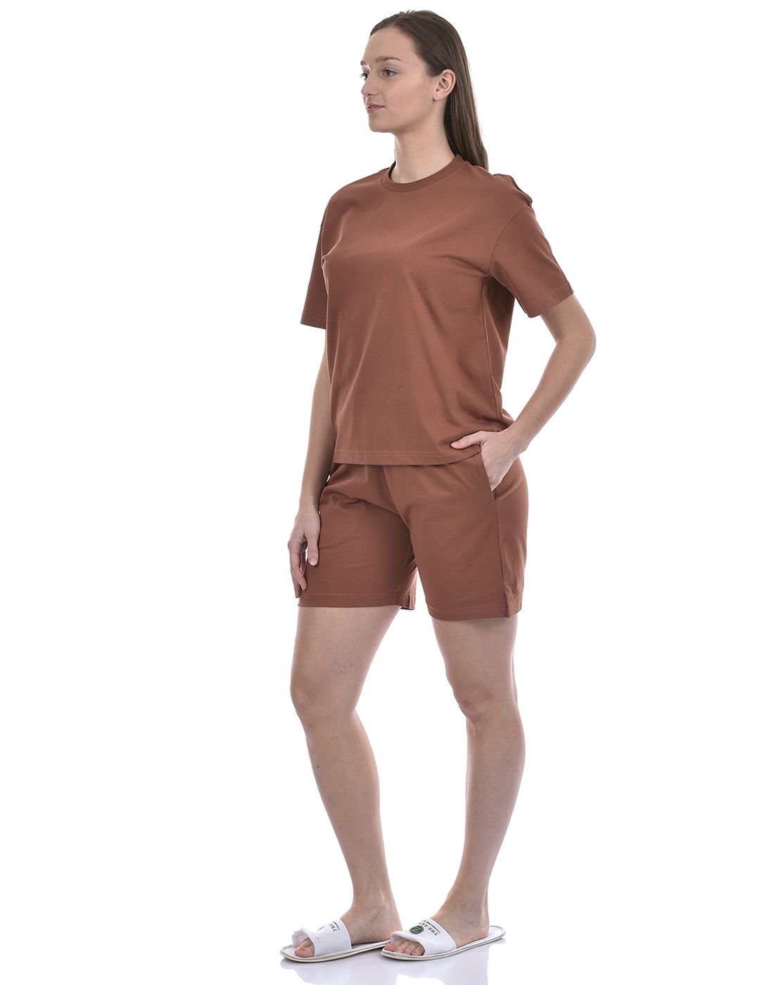 Oneway Women Solid Brown Night Suit