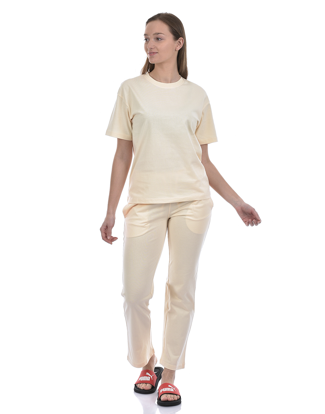 Oneway Women Solid Cream Night Suit