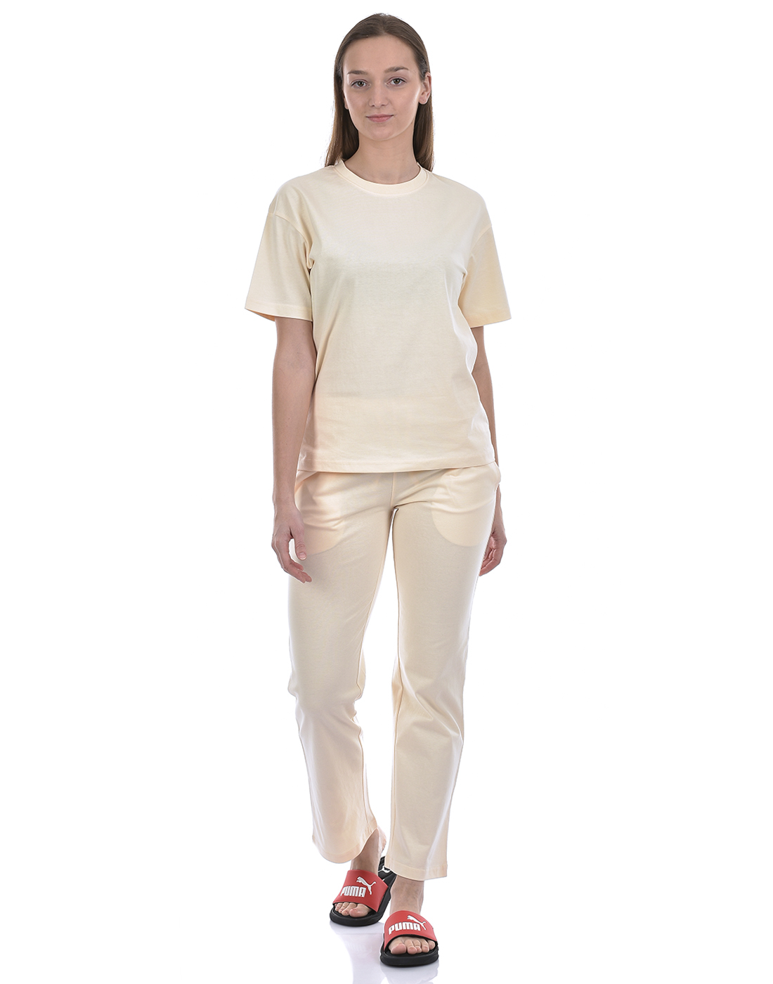 Oneway Women Solid Cream Night Suit