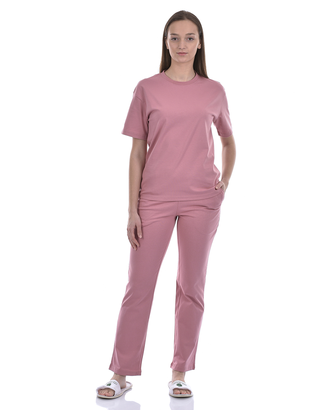 Oneway Women Solid Pink Night Suit