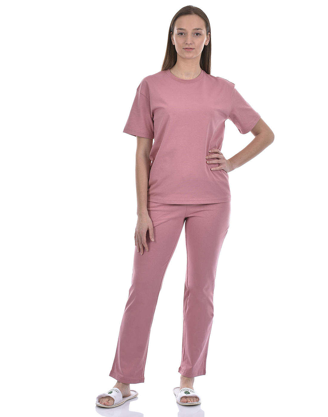 Oneway Women Solid Pink Night Suit