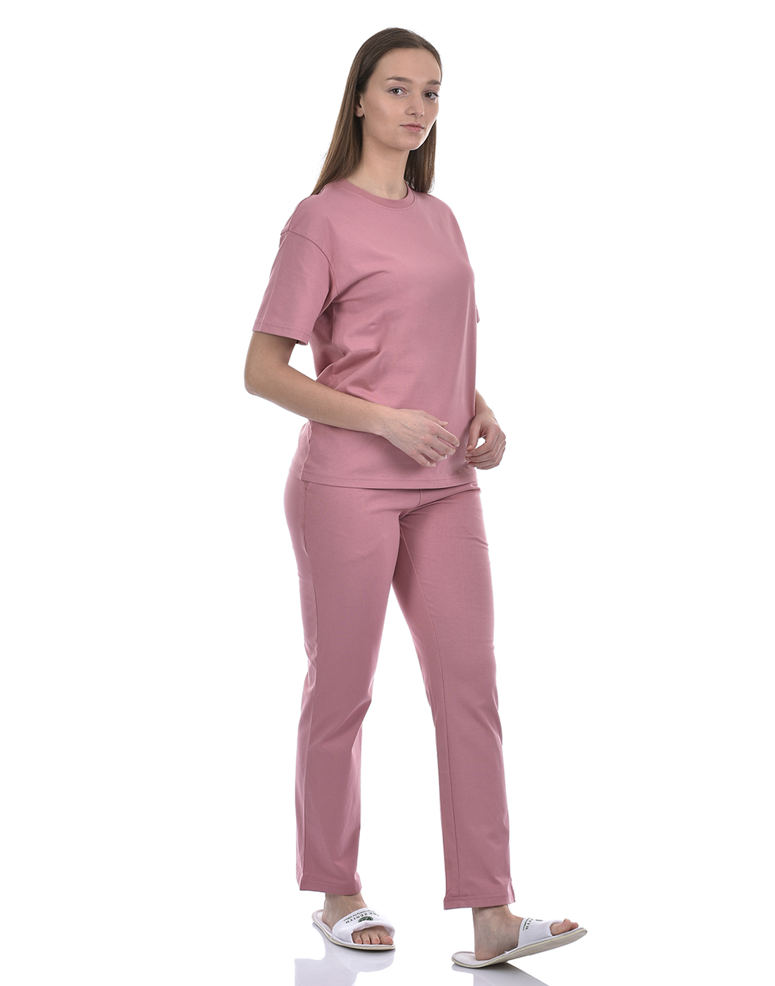 Oneway Women Solid Pink Night Suit