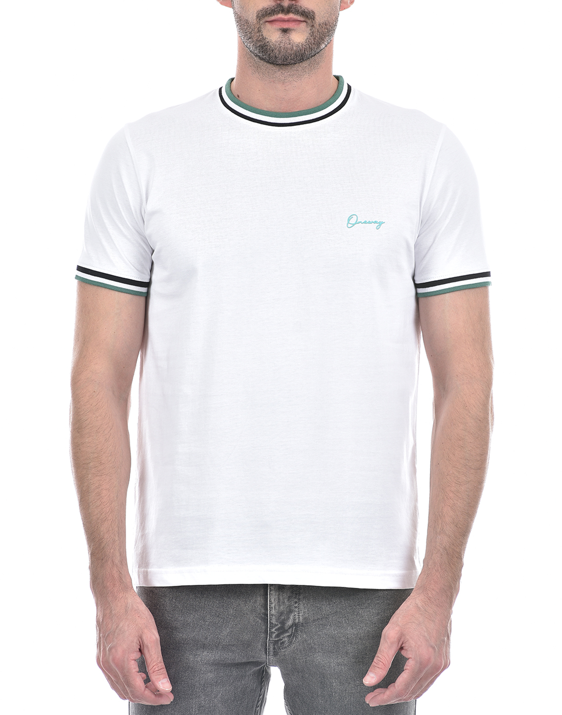 Oneway Men's Half Sleeve Regular Fit White Round Neck T-Shirt