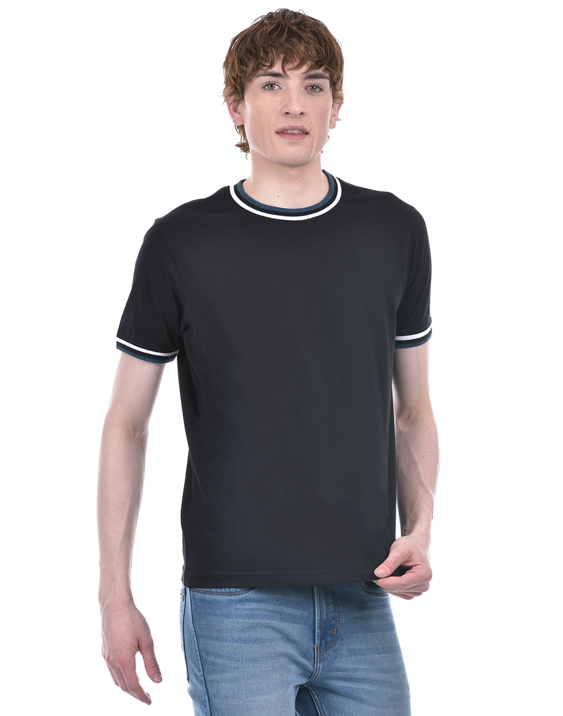 Oneway Men's Half Sleeve Regular Fit Black Round Neck T-Shirt