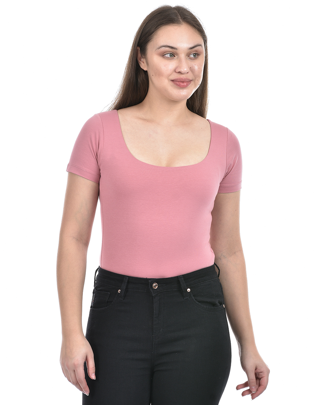 Oneway Women Solid Pink Bodysuit