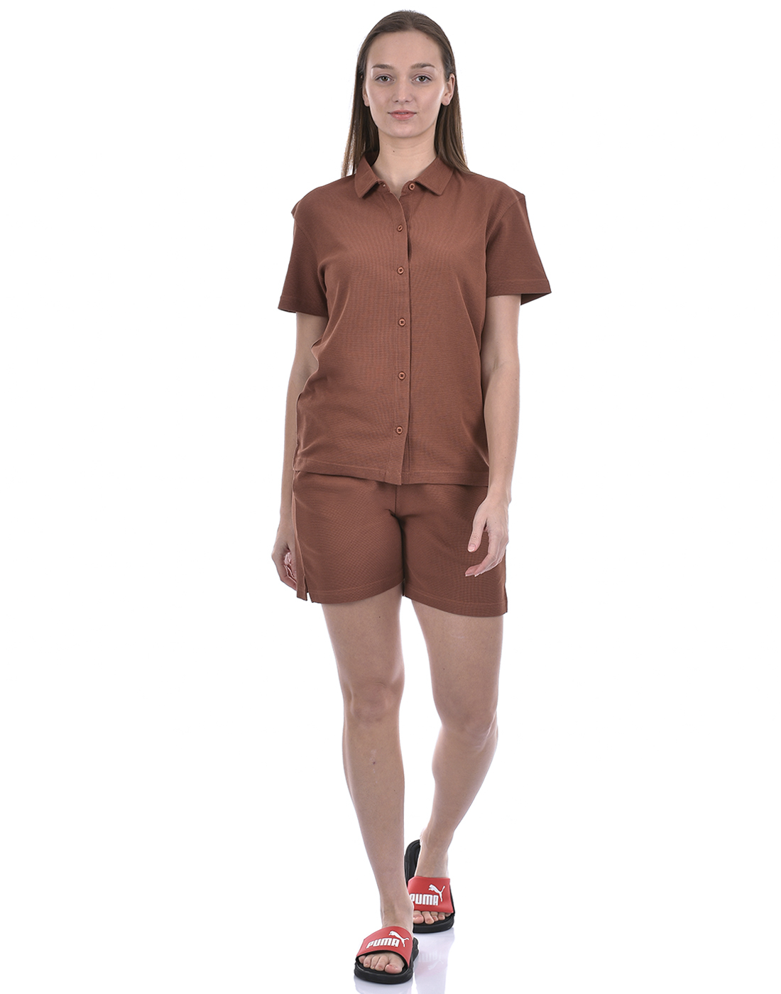 Oneway Women Solid Brown Co-Ord Set