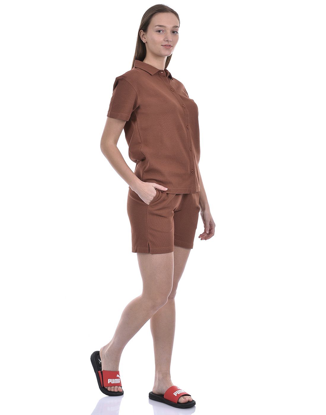 Oneway Women Solid Brown Co-Ord Set