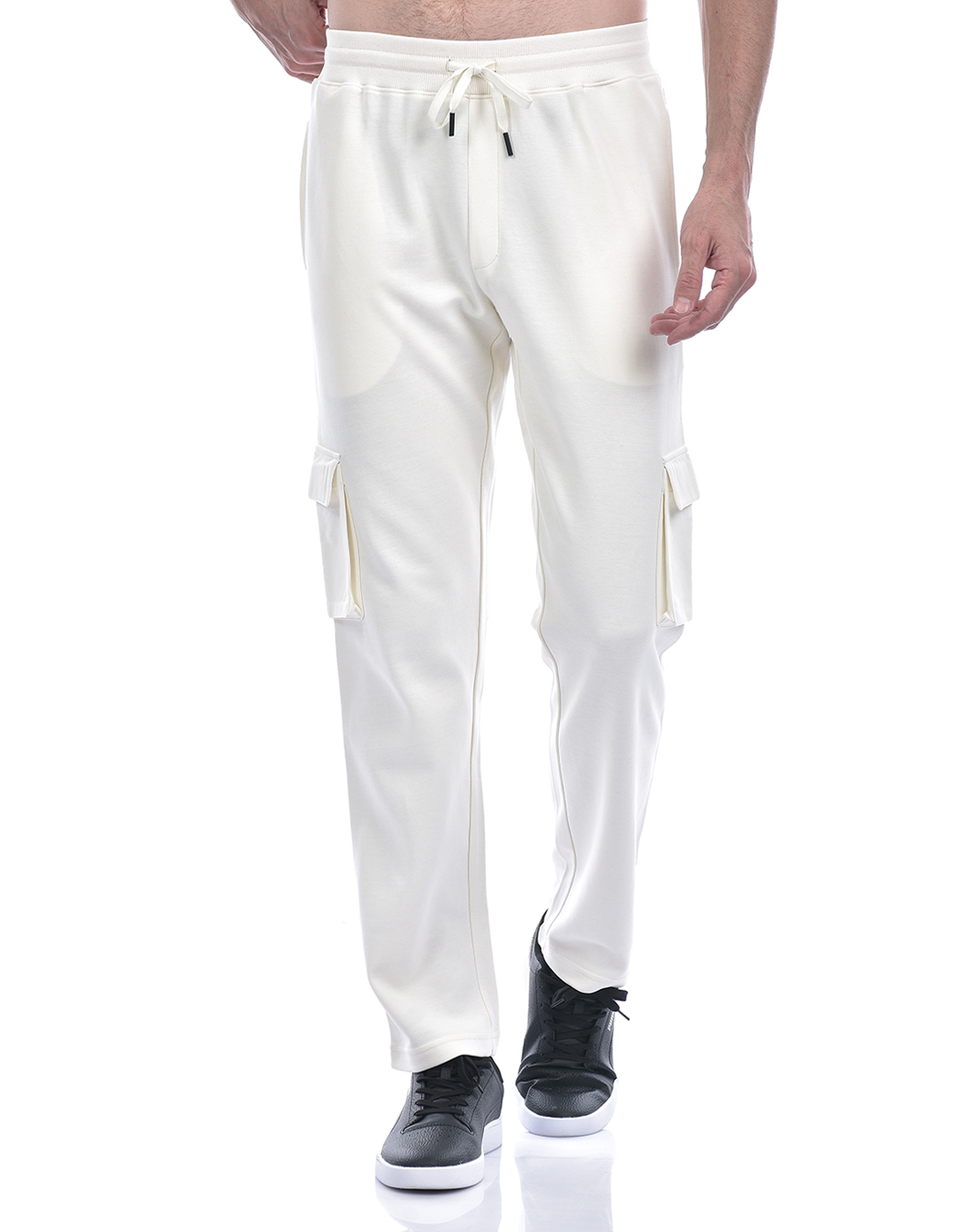Oneway Men Solid Off White Track Pants