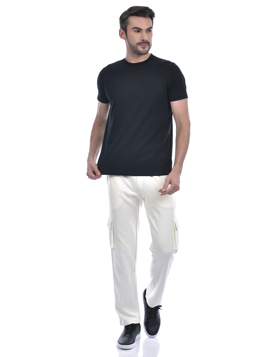 Oneway Men Solid Off White Track Pants