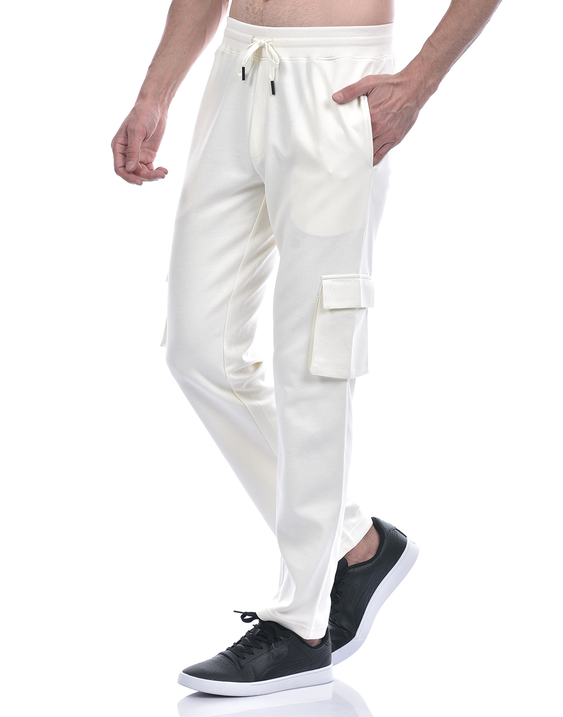Oneway Men Solid Off White Track Pants