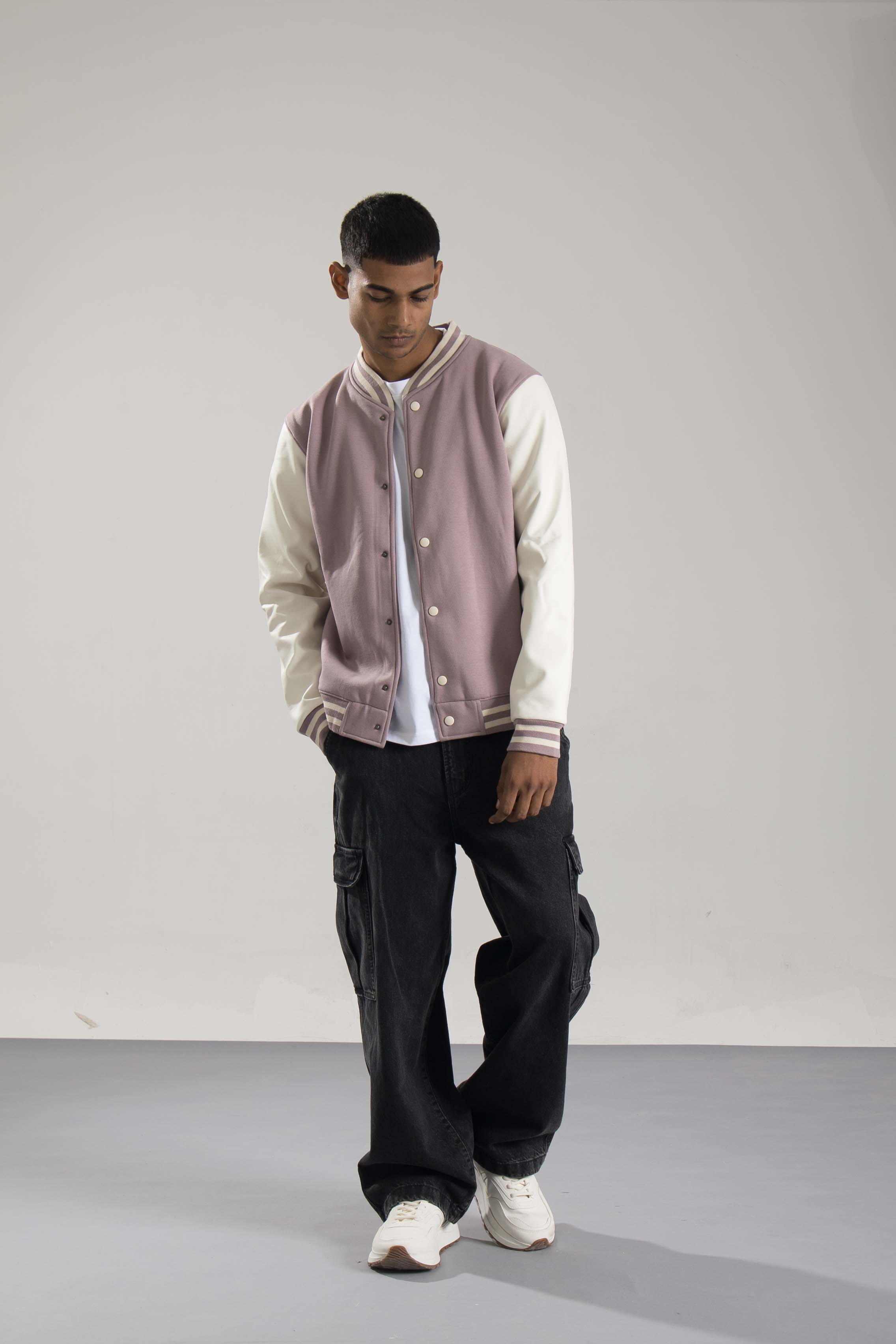 Oneway Men Color Block Purple Jacket