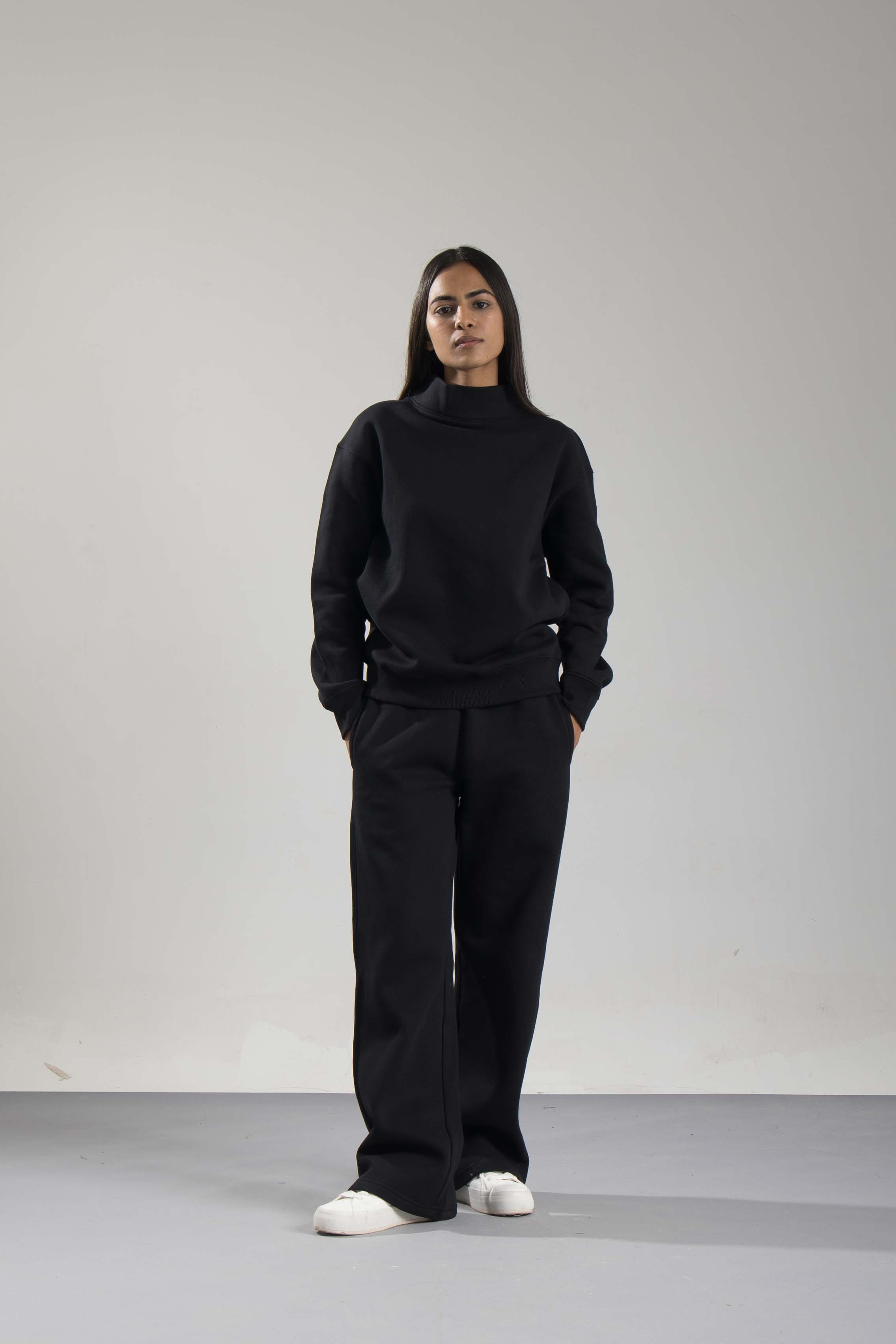 Oneway Women Solid Black Track Suit