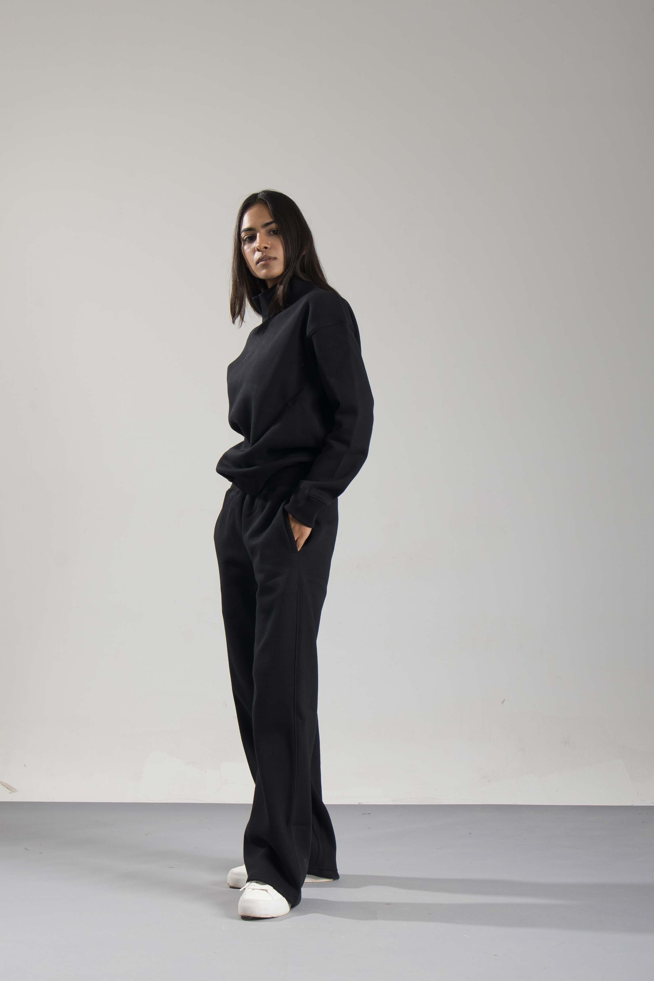 Oneway Women Solid Black Track Suit