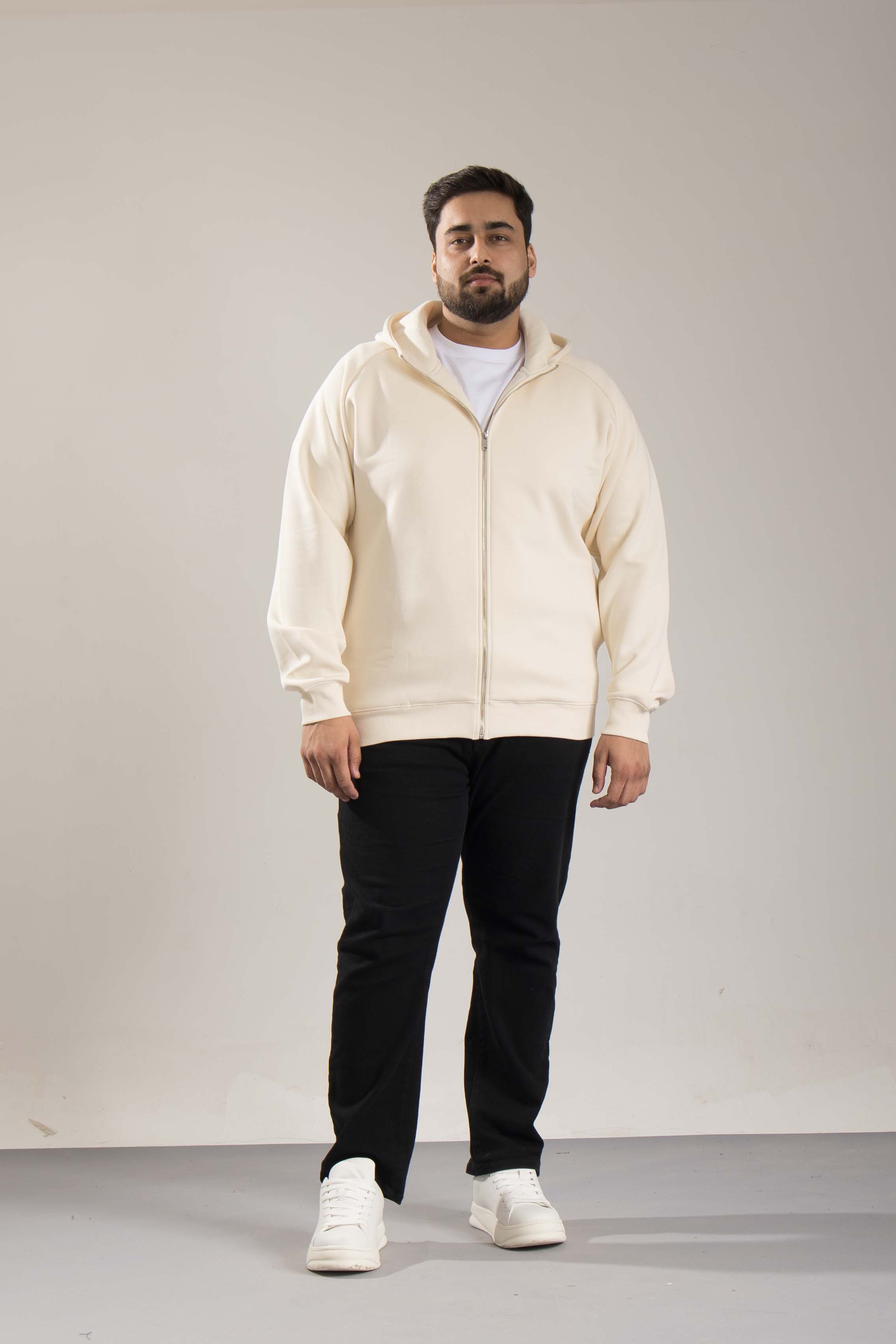 Oneway Men's Comfort Fit Full Sleeve Solid Off White Jacket