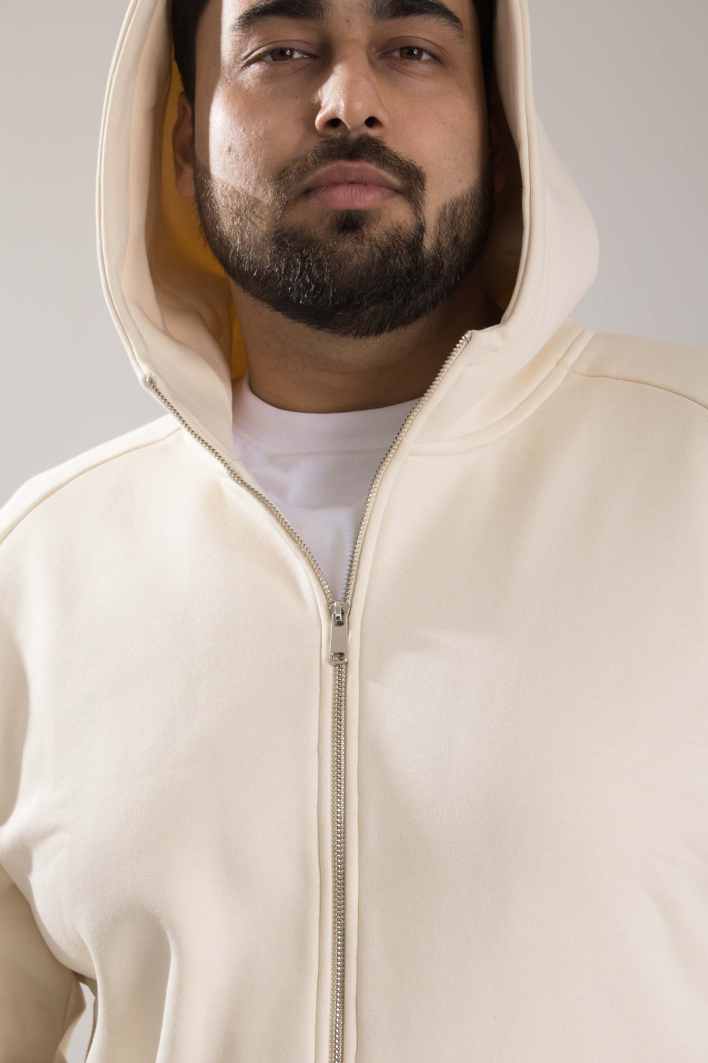 Oneway Men's Comfort Fit Full Sleeve Solid Off White Jacket