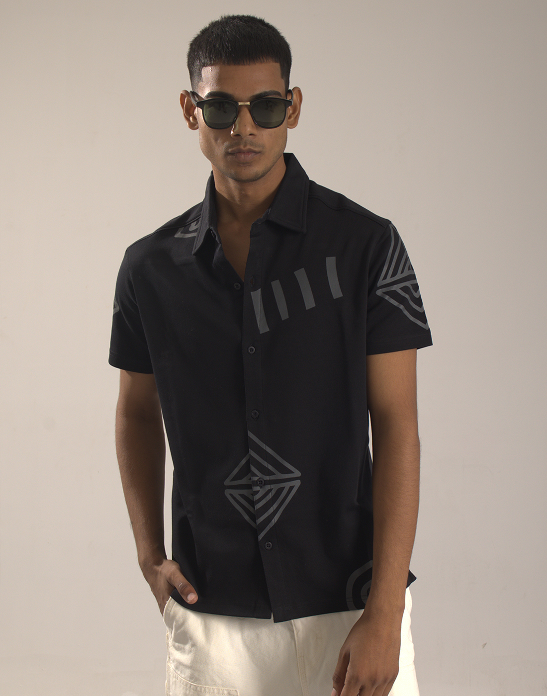 Oneway Men Printed Black Shirt