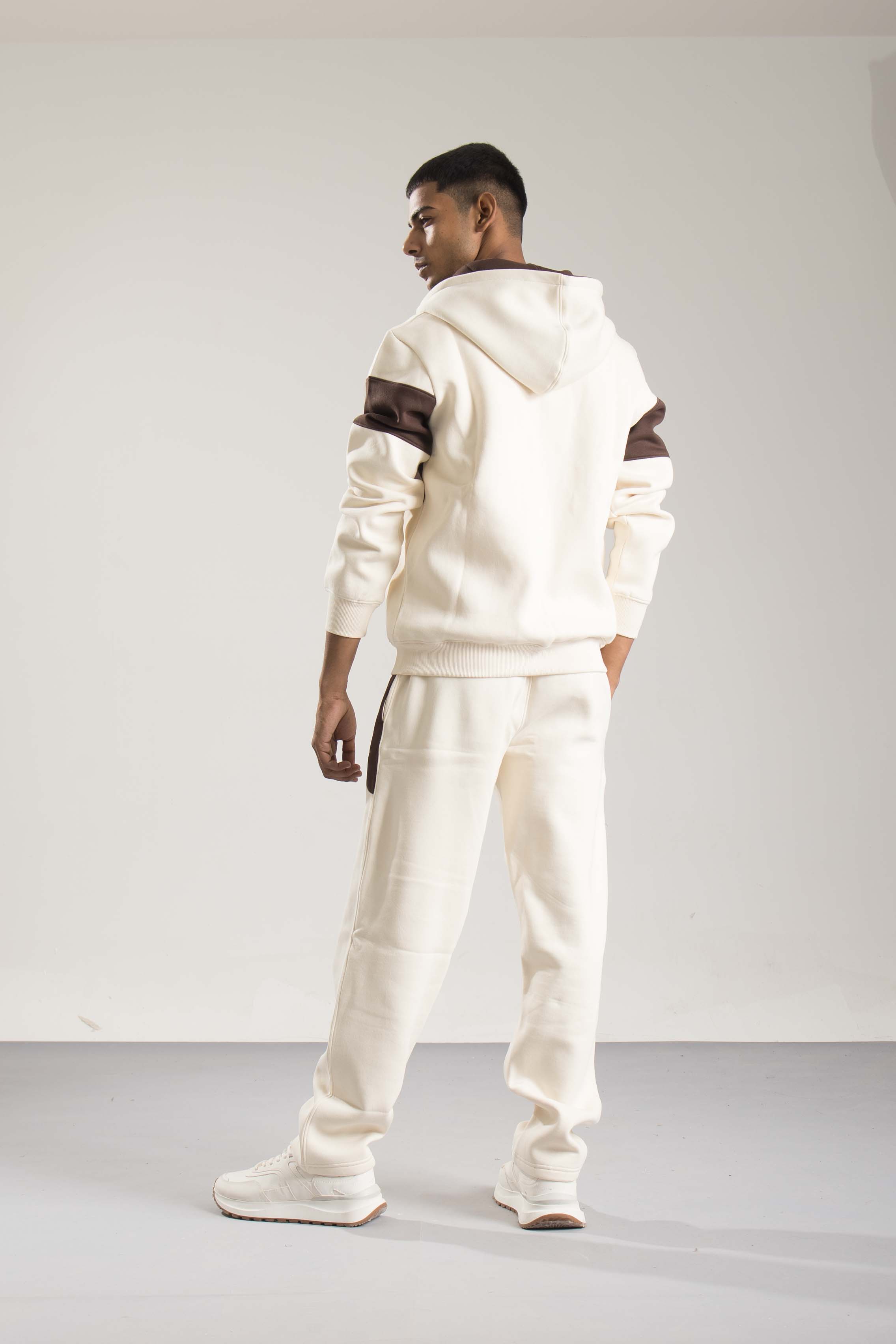 Oneway Men Color Block Cream Track Suit