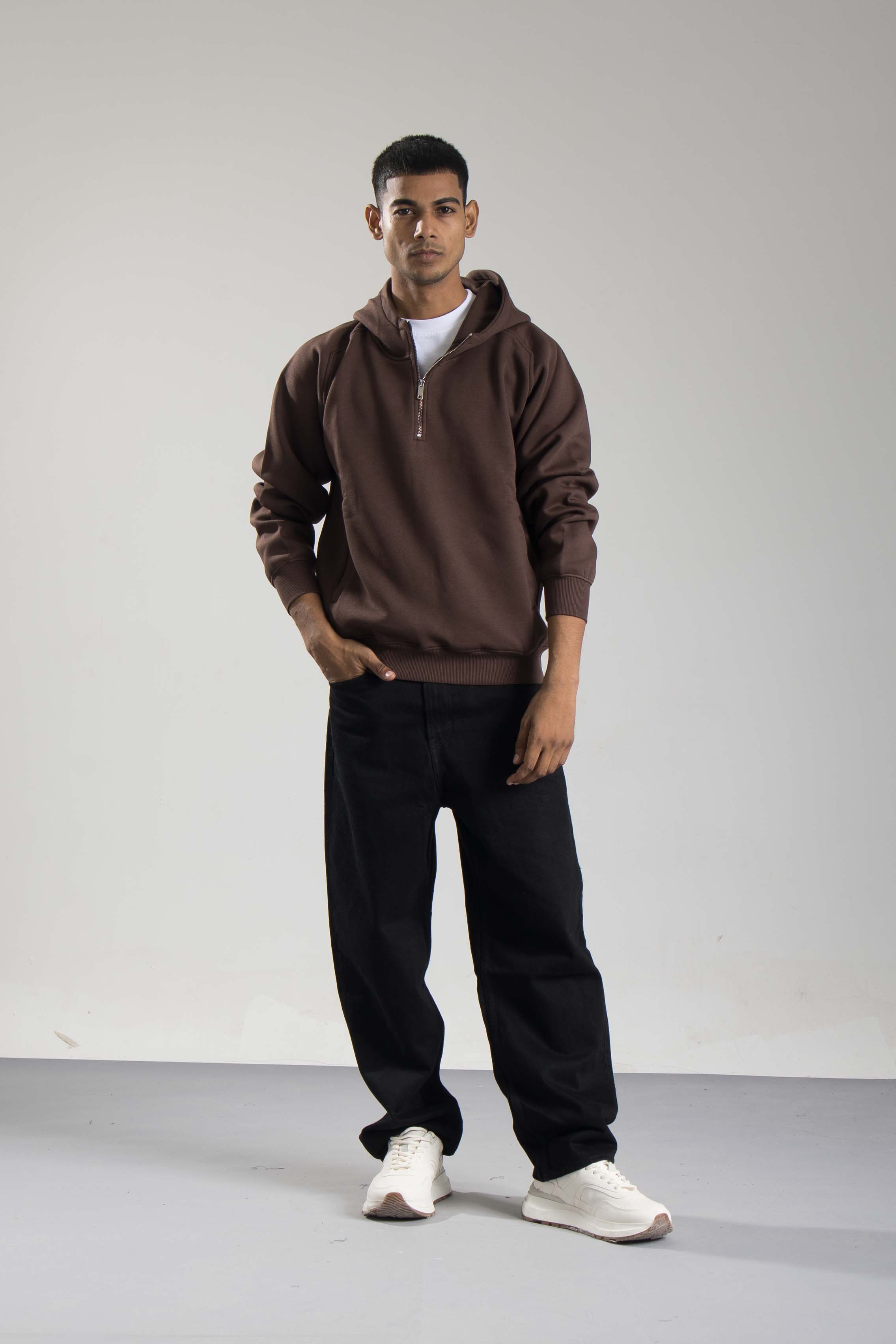 Oneway Men Solid Brown Sweat Shirt