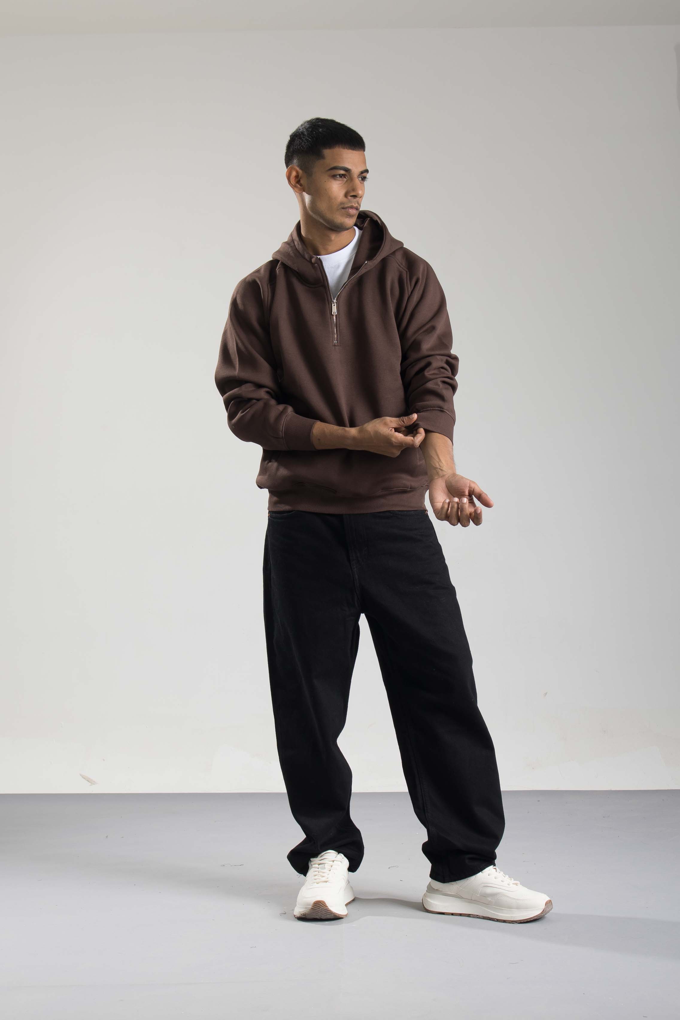 Oneway Men Solid Brown Sweat Shirt