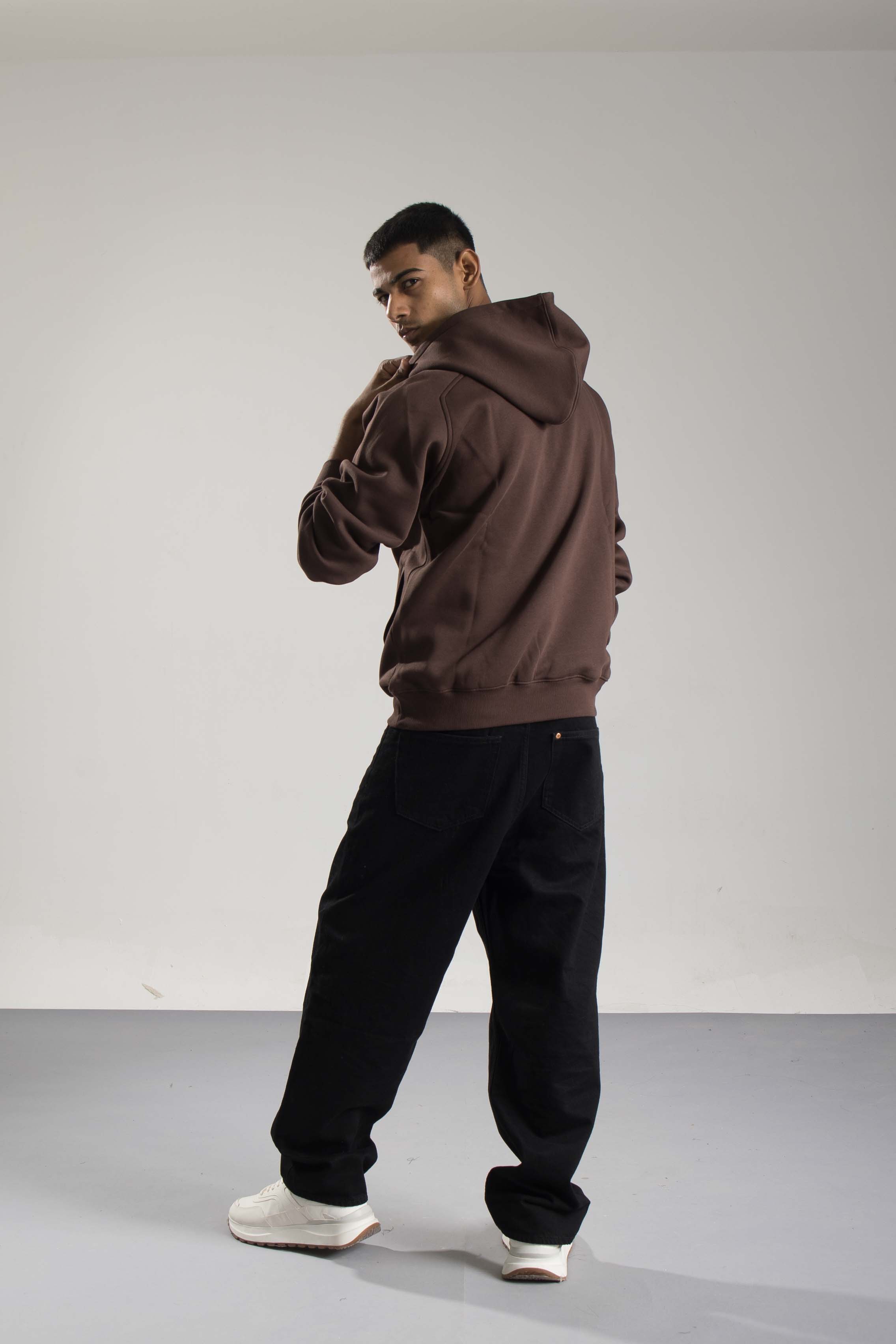 Oneway Men Solid Brown Sweat Shirt